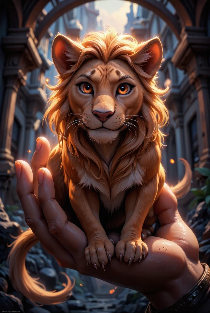 Set in a medieval castle, nearby humans flee from lion, one albino black lion, cool, full body black lion bigger than a house, scene with black lion running, small people fleeing High resolution, sharp focus, (super detailed, highly detailed) Highly detailed CG Unity 8k wallpaper), (((vibrant colors, vibrant theme))), (intricate), (masterpiece), (best quality), art photography, (photo by sldr), (intricate background), perfectly rendered face, perfect facial details, realistic face, photorealistic, ((intricate details)), (((realism))), full body, wide field of view