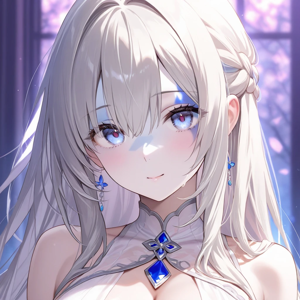 (sunaookami shiroko:1.2), {{{{masterpiece, extremely detailed, intricate details, soft focus, 8K, highres, depth of field, absurdres, high quality facial shadowing, dynamic shadowing, extreme shaders, cinematic lighting, perfect lighting, soft lighting, hazy lighting, blurry foreground, lens flare}}}}, best quality, asian qualities, {front view}, (solo:1.2), (beautiful young girl:1.3), high school girl, {{{extremely detailed girl, perfect anatomy, perfect body}}}, (detailed neon angel halo:1.4), bright blue double halo, (beautiful-detailed hair:1.3), dark silver hair, luscious curly hair, (hair splayed out:1.2), beautiful-detailed facial structure, detailed beautiful face:1.3, sexy face, cute face, slender facial structure, (detailed face:1.33), (beautiful-detailed eyes:0.7), big eyes, (detailed eyes:1.2), glowing bright blue eyes, cat eyes, silver cat ears, (detailed boobs:1.3), small size boobs, (detailed facial expression:1.1), shy, slightly open mouth, detailed red blush, shy hand gesture, (detailed hair ornament:1.3), (white angel side hair ornament:1.3), (detailed necklace:1.2), (glowing blue simple plain necklace:1.3), (detailed wedding dress:1.3), (waterfall dress:1.3), beautiful-detailed pure white halter wedding dress, (high slit dress:1.3), winter night, (enhanced background:1.4), snow falling at midnight with clear skies overhead, snow on sidewalks with Christmas lights on tree's surrounded the viewer, (full body shot:1.1), hazy photo, (warm photo:1.3)