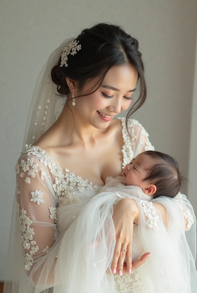 (highest quality、table top、8k、best image quality、Award-winning work)、(naked woman holding a naked baby:1.1)、(naked mother and naked baby:1.1)、(the most natural and perfect baby:1.2)、(the most accurate and detailed baby:1.1)、(perfect baby body:1.1)、(Close-up of woman and baby&#39;face:1.2)、ultra high definition hair、Super high resolution perfect beautiful teeth、the best smile looking at me、Ultra high definition beauty face、ultra high definition hair、Super high-definition sparkling eyes、Shining super high resolution white skin、Super high resolution glossy lips、(accurate anatomy:1.1)、(perfect most classy tops:1.1)、Highly blurred luxury hotel bedroom background、(Strongly blurred background:1.1)