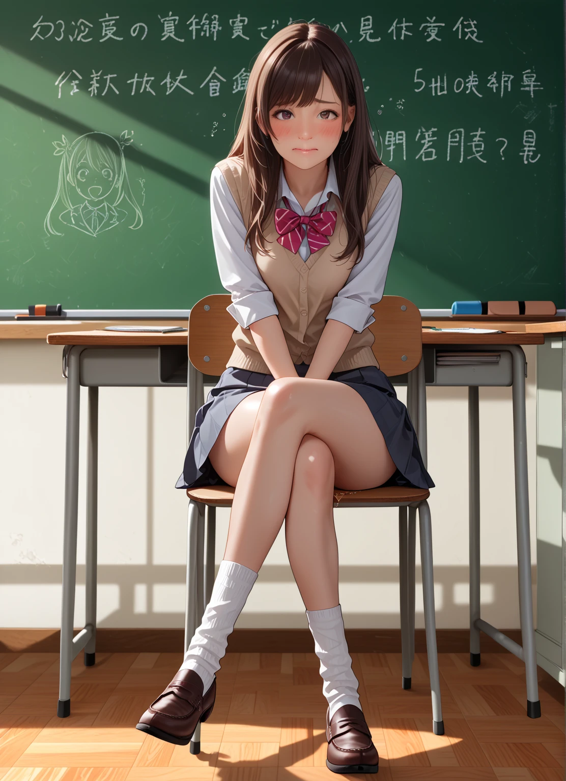 <lora:NeuroTEST:0.4> neuro-sama, 1girl, blush, hair ribbon, hair ornament, ahoge, looking at viewer, heart hair ornament, school uniform, shirt, smile, cardigan, closed mouth, brown cardigan, coffee shop, ambient light, (wawing to viewer:1.2)