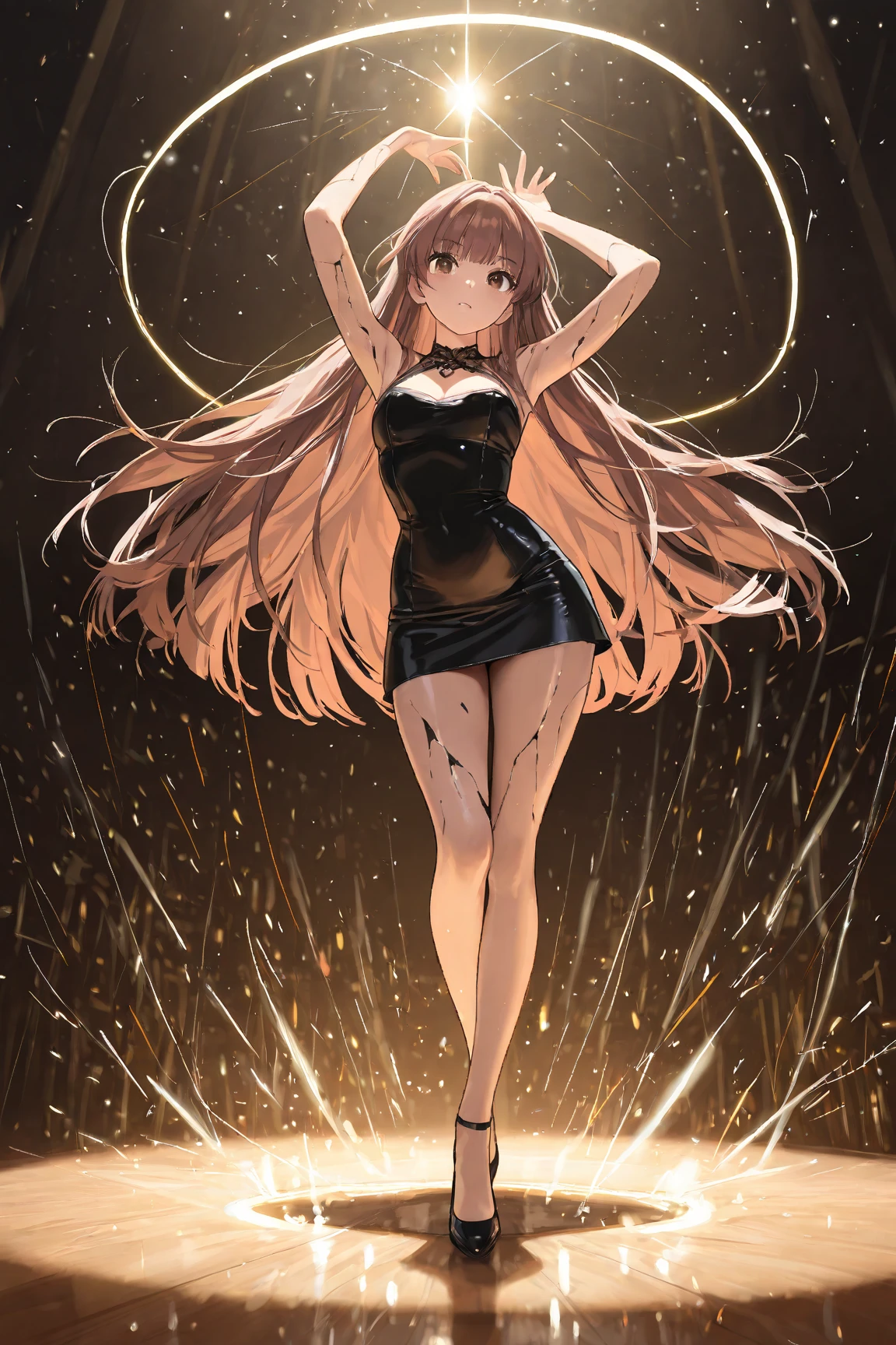 (masterpiece), best quality, nami, expressive eyes, name from one piece, perfect face, anime girl, naked back, black dress, woman, feminine attractive woman, black carpet dress, orange_red  hair, standing with back, looking back, masterpiece, unsharp, 8k resolution, naked back, attractive lips, attractive, sharp jawline, attractive slim hands, attractive body, attractive face, attractive hands, brown eyes, nami, best quality, name anime girl, proud attractive face, dark hair, sexy butt, detailed orange hair, detailed hair, standing with back, looking back, She has a striking appearance with red hair flowing down her back, naked back, attractive ass, Her eyes are a piercing shade of brown, black dress, adding to her allure and hinting at hidden depths. namis presence is undeniably attractive, exuding a mix of elegance and a subtle, commanding aura. She is wearing black carpet dress , tight black carpet dress, highlighting her graceful posture and adding to her enigmatic allure
