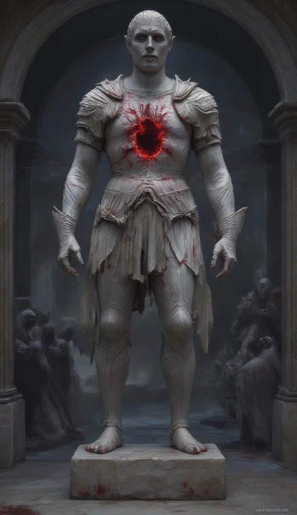 (Turkish man), fl3sh4rmor, wearing flesh priest robe, blood, meat, veins, fantasy background, dynamic pose, fighting stance, tabard, cross, church,, realistic, masterpiece, intricate details, detailed background, depth of field, photo of a handsome man,