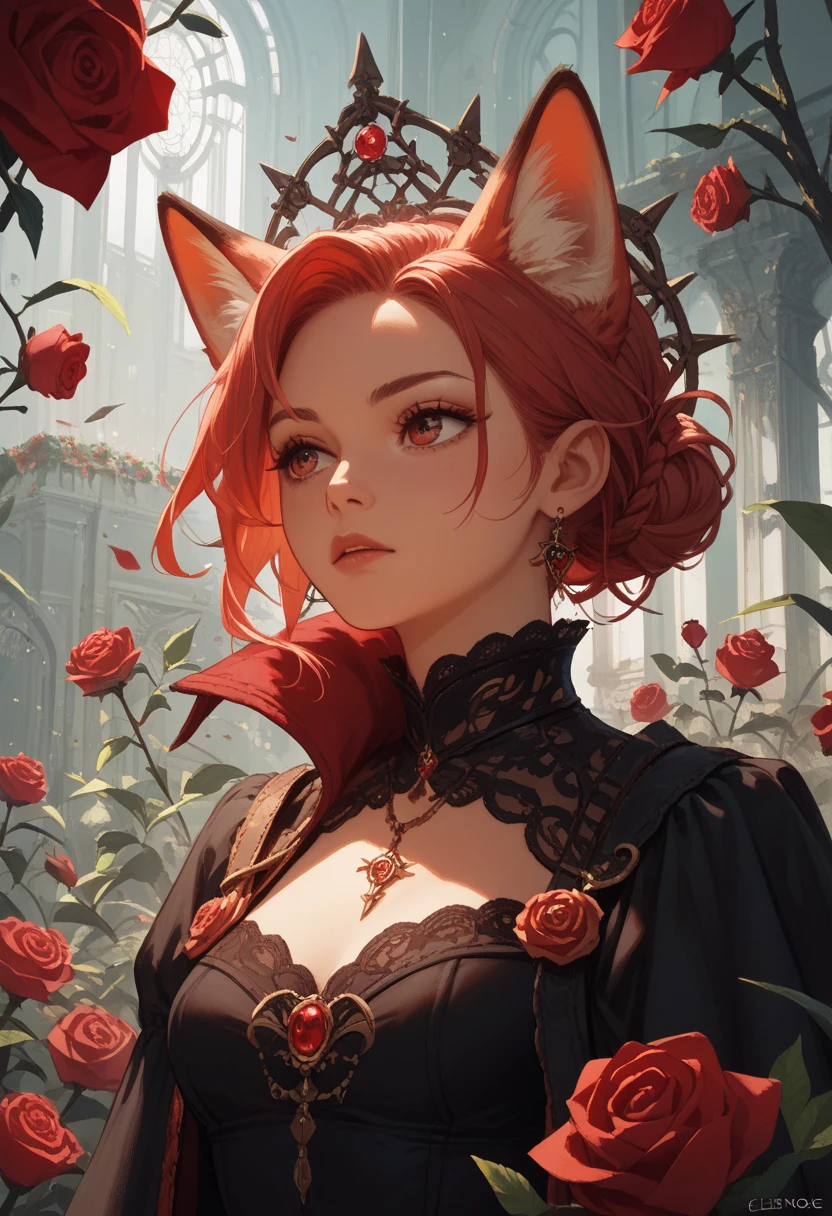 highly detailed, seductive erotic Lana Del Rey with lace cat ears, crying, (busty, red hair), centered on the face, face focused, intricate eyes,