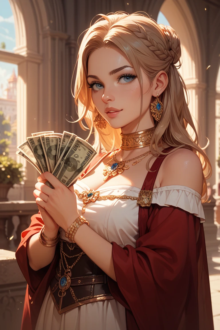 ((best quality)), ((artwork)), (detailded), woman who represents the sign of taurus, They have enormous willpower and tend to view money or possessions as an important part of their lives. Tend to be strong and stable, with ambition and persistence to achieve your professional and personal goals.
