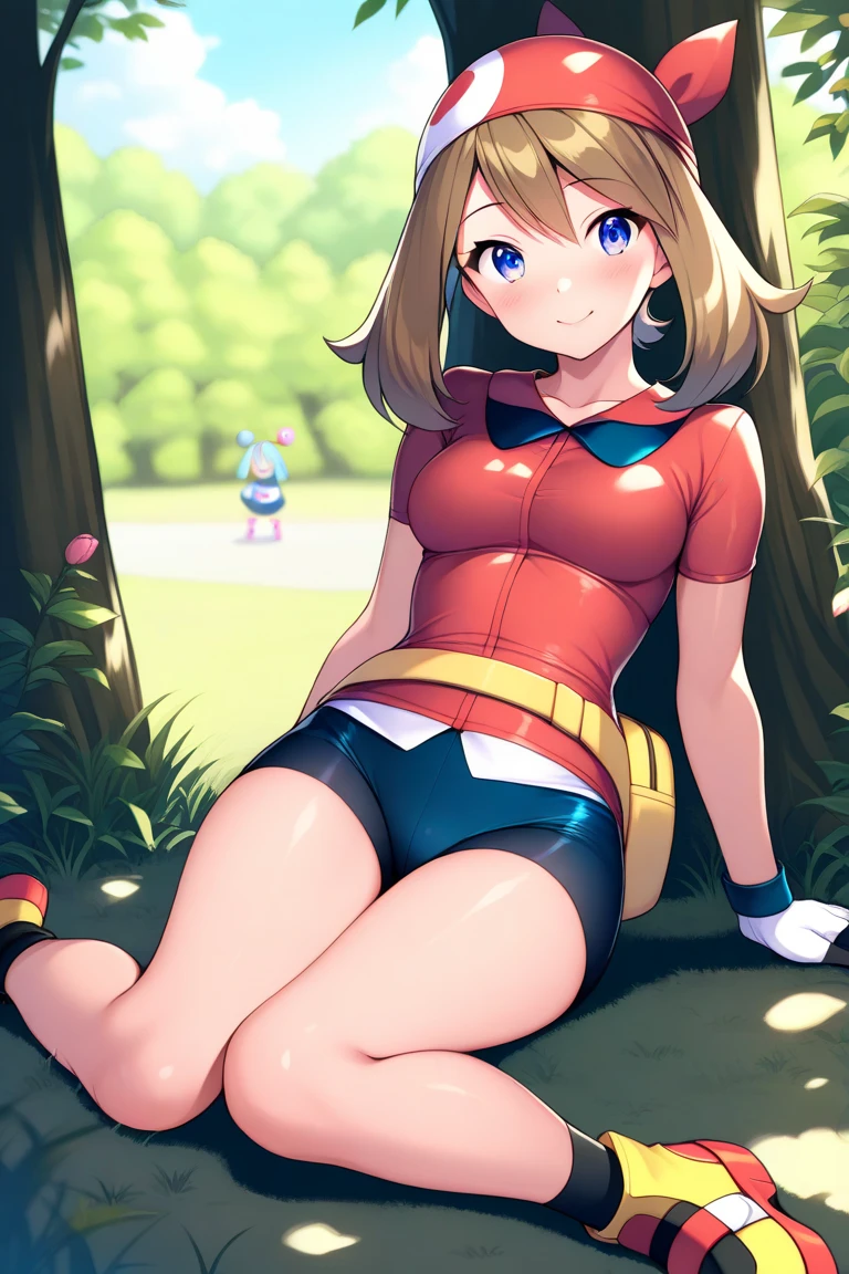 <lora:twistedscarlett60_style:0.8>,((masterpiece,best quality)), absurdres, <lora:serena_v1:0.6>, serena \(pokemon\), 1girl, long hair, hips, thighs, sexy adult, breasts, black thighhighs, long hair, hat, jewelry, bracelet, black thighhighs, collared shirt, pleated skirt, red skirt, sleeveless, high-waist skirt, sleeveless shirt, pink headwear, black shirt, eyewear on headwear, covered navel, solo, cinematic composition, contrapposto, blush, detailed blue eyes, detailed pupils, looking at viewer, parted lips, narrowed eyes,
forest setting, pathway, trees, flowers, grass, overgrown
walking, sweating, front view,
futanari, (gigantic) penis:1.4, flaccid, hyper penis, <lora:futanari_concept_full_v1:0.8> futanari, veiny penis, testicles, detailed glans, <lora:FutaSkirt:1> penis under skirt, skirt bulge, leaking cum