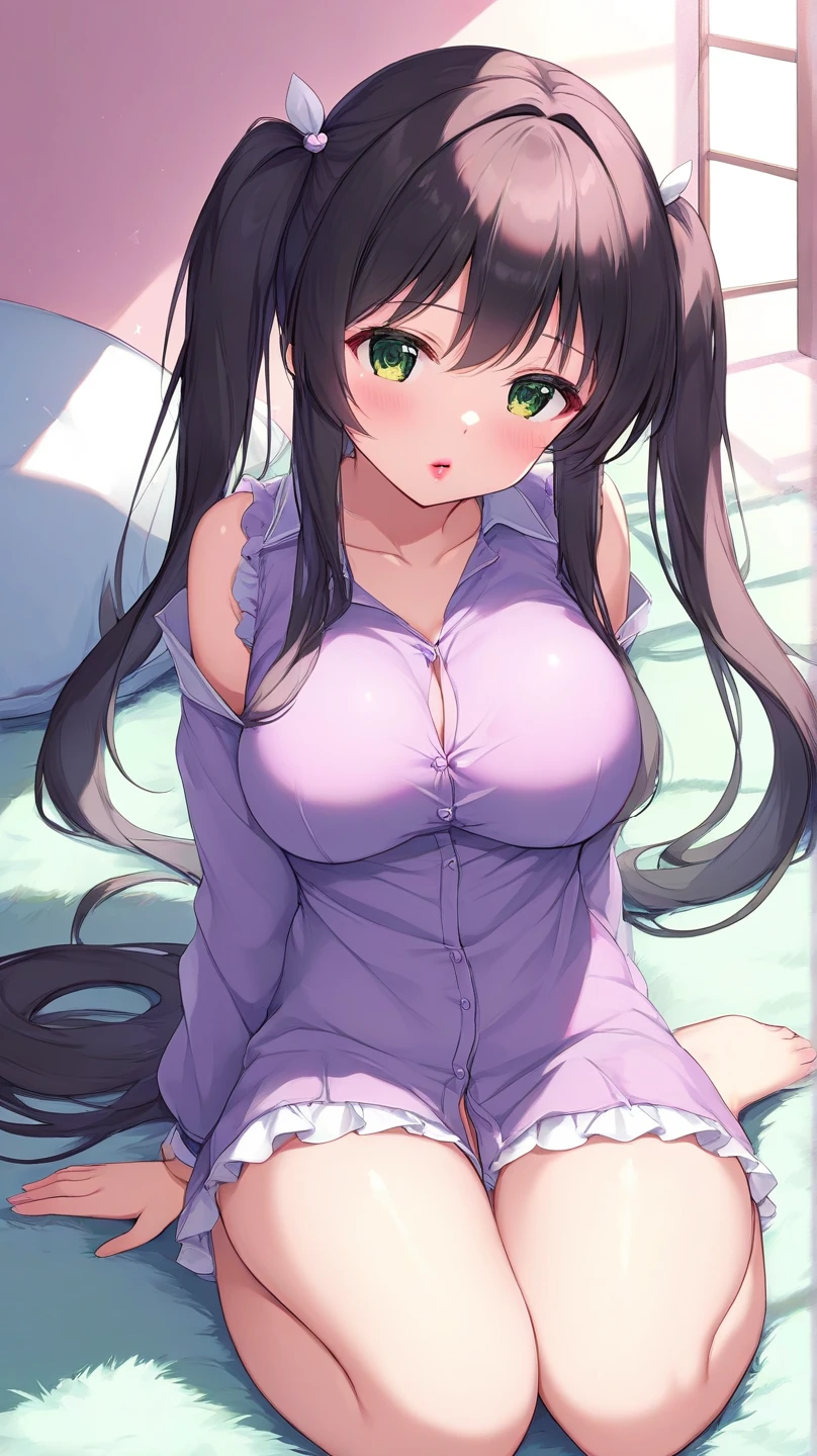 Himari Meimei, masterpiece, Voluptuous thighs, 8-year-old, gigantic breasts, {1 Girl}, Cute shy smile, Highly detailed glowing purple eyes, {{{Completely naked}}}, Browsing Caution, nsfw, Spread your legs wide, Showing off vagina, Cum in pussy, Pussy juice, Detailed childish pink vagina, partially undressing, Fine light pink nipples, In a luxury resort hotel bed, no panties, 困り眉, open legs, focusing vagina, legs up, skirt lift, exposing breasts
