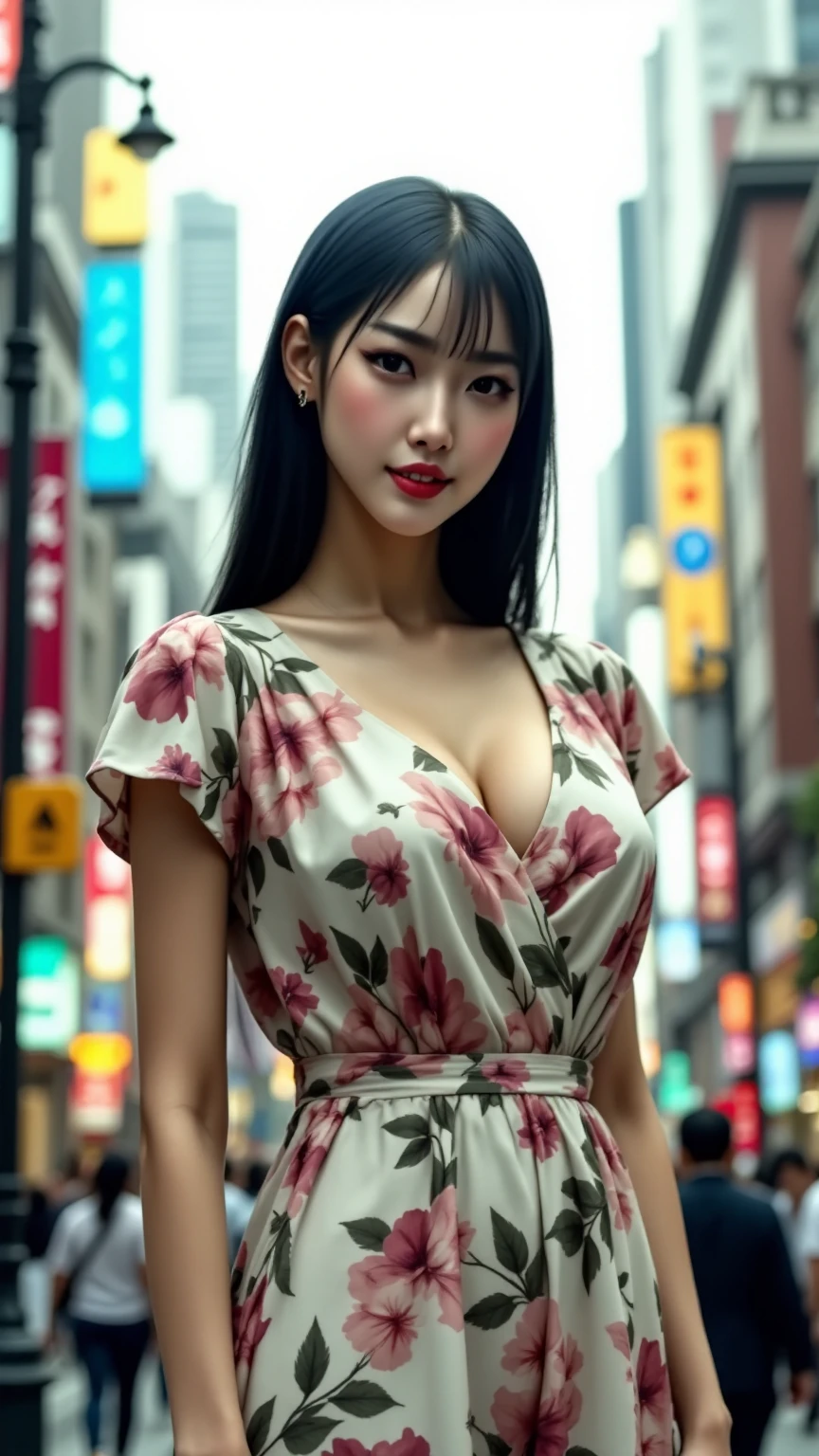 18 year old girl with perfect face and big breasts, right hand and hair, cute clothes, slim and slender physique. The skin has detailed and highly detailed eyes (1.1 emphasis), very detailed skin texture (1.1 emphasis). slender necklace, model photo style, photorealistic, skin texture is real human skin texture, detailed skin pores, intricate details, eyes very detailed, colorful hair and colorful dress, rossdraws pastel vivid, artgerm colorful!!!、! Dream Art Germ, Highly Detailed Art Germ