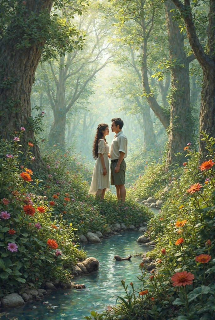 Hyperdetailed Oil painting, late spring, a (wholesome couple lay in a meadow of whitethorn bush), (lady bug on flower), vivacious (bee tromping on pink threads), (chaffinch watching the scene from its grey mossy nest), masterpiece, masterwork, meticulous, intimate, nuanced, highest quality, highest fidelity, highest resolution, highres, highest detail, hyper-detailed, detail enhancement, deeply detailed, uhd, hdr, fhd, 8k, 16k, 32k, 64k, caustics, subsurface scattering, High Dynamic Range, Dynamic Tone Mapping, Specular reflection, sub-pixel convolution,