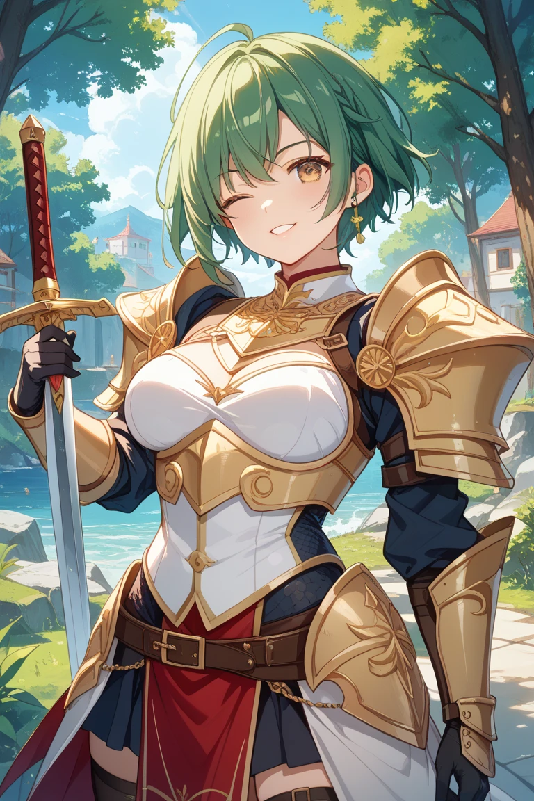 (((masterpiece, best quality, high detailed, 8k)))Build and Presence The goddess is imposing and physically powerful, with a towering stature and a formidable presence is typically seen in dark, ornate armor that signifies her high status and role as an Accuser. her primary weapon is the Cosmi-Rod, a powerful hammer capable of immense destruction.