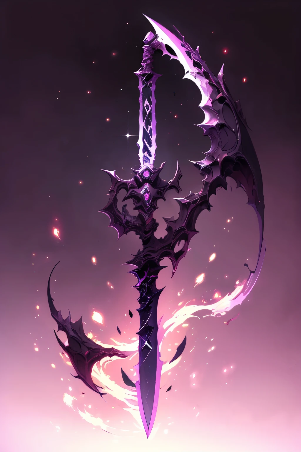 Demonic katana of dark matter, katana wrapped in bones and claws closed like hands that hold the blade, Demonic katana of dark matter, katana with bones and claws open like hands that release a blade of pure dark power
