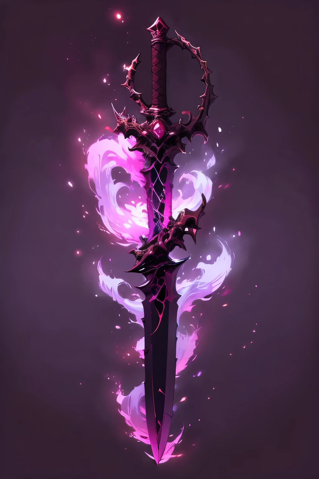 Demonic katana of dark matter, katana wrapped in bones and claws closed like hands that hold the blade, Demonic katana of dark matter, katana with bones and claws open like hands that release a blade of pure dark power