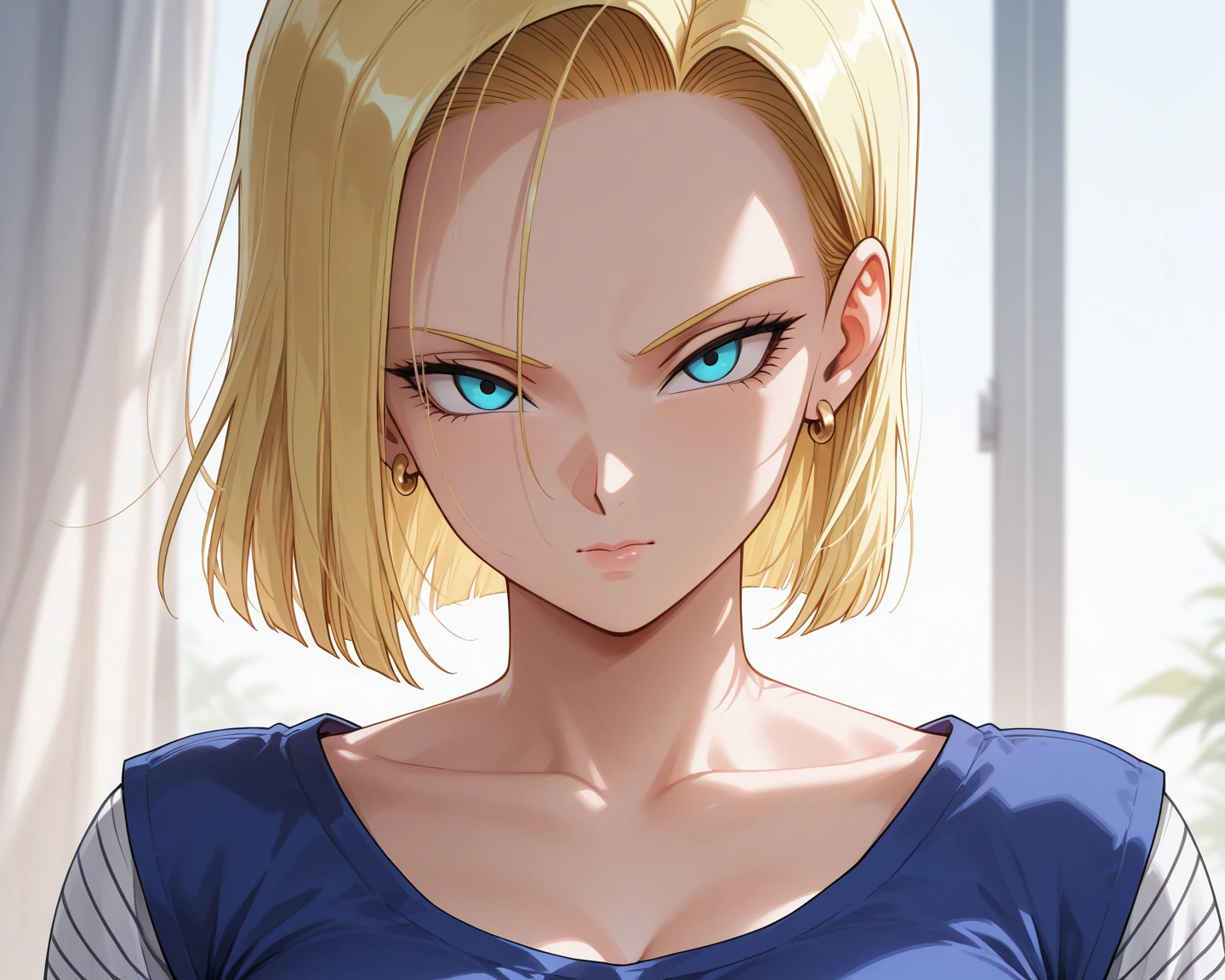 Android 18, ( upper body closeup shot ), ( Bokeh effect ), very seductive, seductive pose, smiling, cute, very cute, ultra high definition, masterpiece, ultra high quality, ultra detailing, 8k, in a see through shirt, see through hoodie, wet in rain, wet see through shirt, unbuttoned