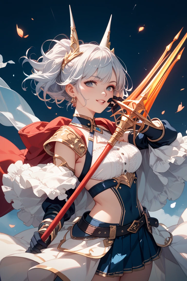 (( (masterpiece),(Very detailed CG Unity 8k wallpaper),(Bust Shot:1.5), highest quality,Cinema Lighting,Photorealistic, Detailed Background,Beautiful and beautiful eyes,Bright Eyes,(Very elegant and beautiful),(Beautifully detailed eye depiction),Very detailed,masterpiece,High resolution)), Richly decorated armor, Beautiful Female Warrior, short hair, Platinum Blonde Hair, Cleavage、Various actions、Various clothes、Red costume、Various poses、Colorful costumes、whole body、Beautiful feet