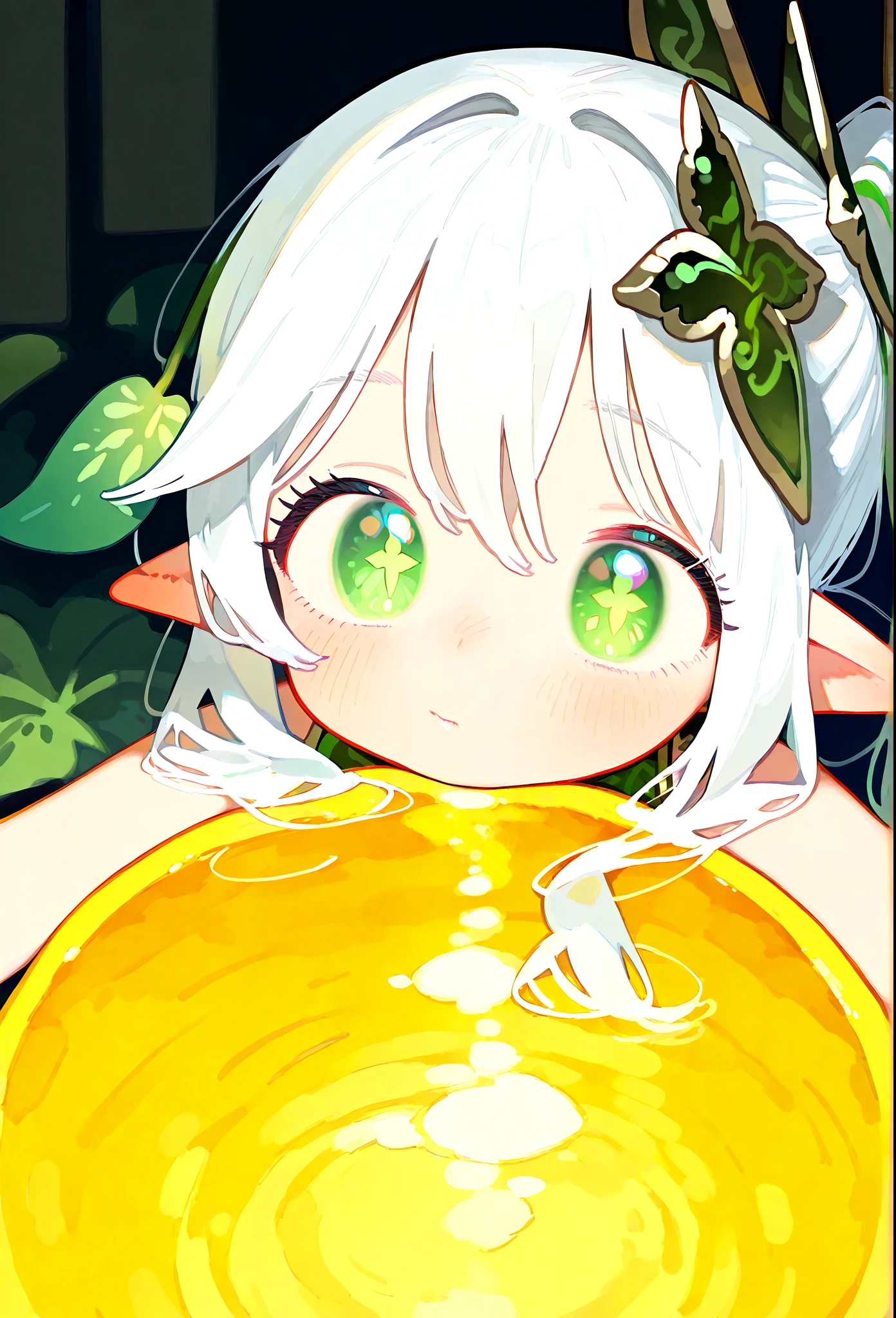 masterpiece, best quality, best quality,High Definition, 1 Girl, alone, White hair, green eyes,nahida