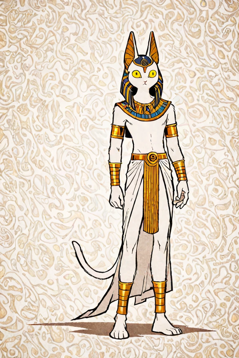 Draw a cat with catnip in its paws, egyptian cat goddess, bastet, wearing golden cat armor, Egyptian, Cesart, anthropomorphic female cat, An Egyptian princess, ancient Egyptian, God of Egypt, God of Egypt, ancient egypt painting, ancient libu princess, god of cats, From Egypt, cleopatra portrait, ancient egypt art