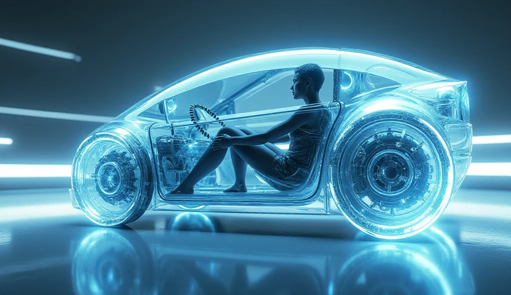 "просвечивающийся Machine"
Glass texture+Streams of light+ Machine .Create an item with a futuristic feel using the translucent design of the car in which the girl is sitting！