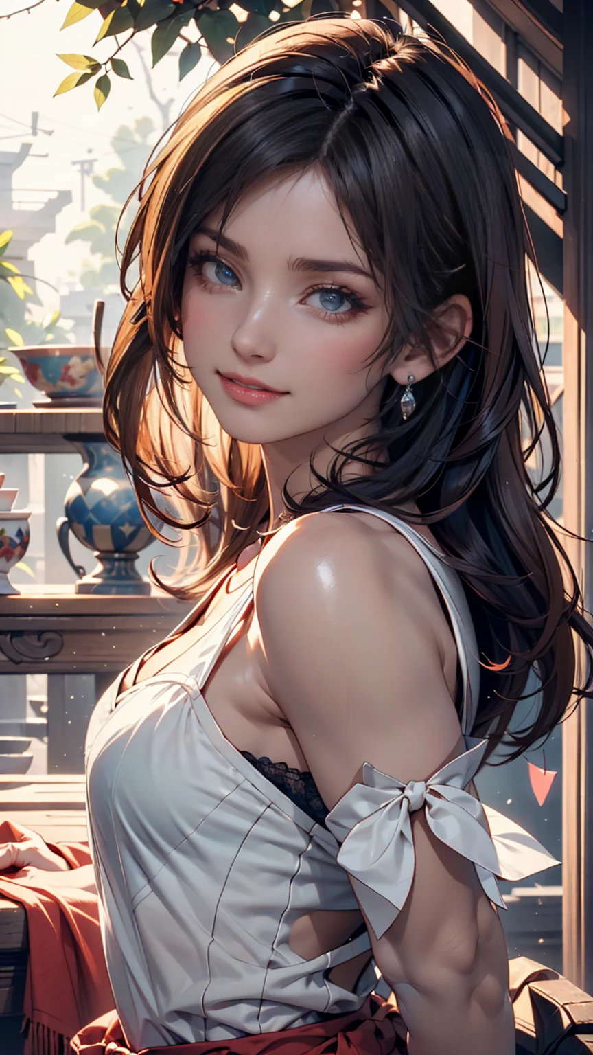 Arabic style image of a woman with long hair and a black top, 3 d anime Realistic, photoRealistic anime girl render, 8K Portrait Rendering, Realistic anime 3 d style, Smooth anime CG art, Realistic young anime girl, Realistic. Chen Yi, photoRealistic anime, beautiful Realistic face, hyper Realistic anime, Stunning Anime Face Portraits, Realistic beautiful face
