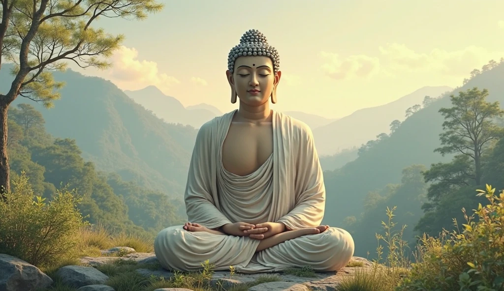 Gautam buddha image in field