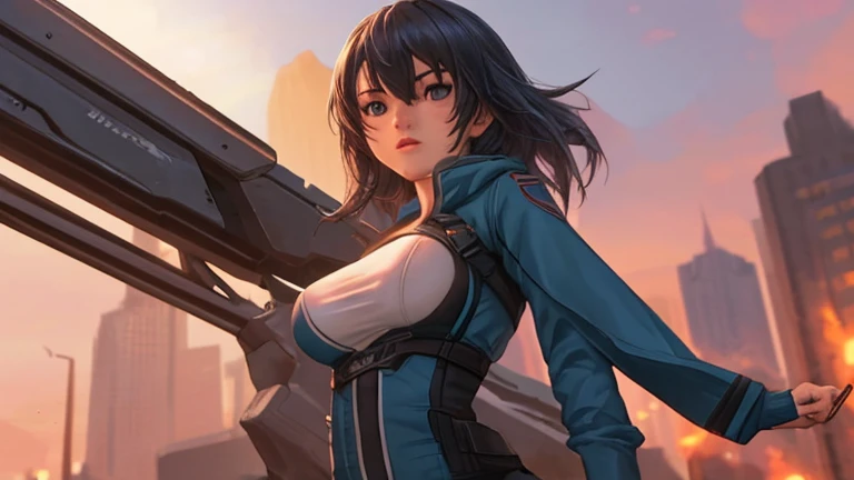 Make a woman piloting a helicopter