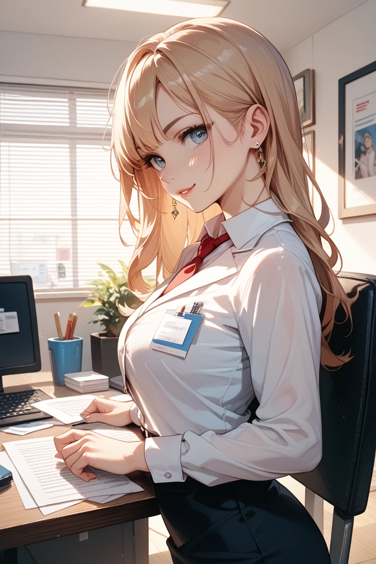 (Highest quality:1.2, Very detailed, up to date, Vibrant, Ultra-high resolution, High Contrast, masterpiece:1.2, Highest quality, Best aesthetics), Beautiful female mechanic, sexy, Office Casual,Best Body Line, Black beautiful eyes, Droopy eyes,A kind smile, Detailed facial features, Black straight hair, The job description on the wall, neatly organized desk, Precision work, Adorable,