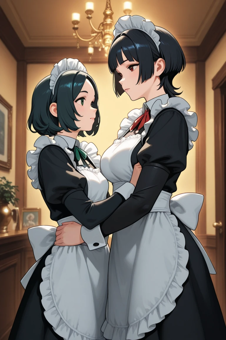 ((short black hair))),Attacked by farts, Attack with farts,)),(()),((wearing a maid outfit)),velocity,((Hip Attack)),((),((Facing this way))),masterpiece:1.2、top-quality)、(the Extremely Detailed CG Unity 8K Wallpapers、ultra-detailliert、Best Shadows)、(细致背景)、(The best lighting、extremely delicate and beautiful)、depth of fields,((Girl fart)),(),(((((There a male butler and a female maid.......))))),(((Female maid attacks male butler in the face with a hip attack..))),(((high-handed female maid)),(((A male butler who endures pain)))
