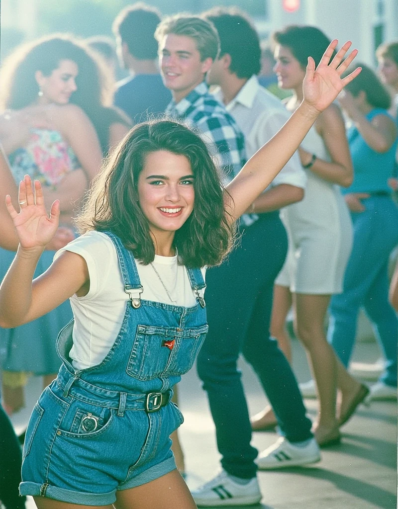 1980s,photo of a 18 year old girl,dancing,happy,laughing,nice hands,perfect hands,<lyco:GoodHands-beta2:1>,hand of Guido Daniele,windy,ray tracing,detail shadow,shot on Fujifilm X-T4,85mm f1.2,depth of field,bokeh,motion blur,<lora:add_detail:1>,