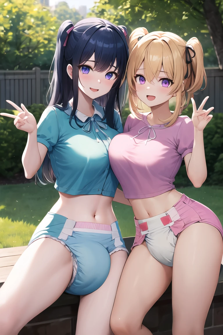 ((highest quality)), ((masterpiece)), (pretty girl), (multiple girls:1.8), women are posing for a camera outdoors in the water, (shirtをめくりあげてI can see your underwear:1.5), (乳首は見えないくらいshirtをめくりあげる:1.3), (Hide the nipples with your hands:1.3), stand side by side, perfect face, smile, (open your mouth and smile:1.3), embarrassed look, (precise fingers:1.3), hair band, head band, hair bobble, blouse, shirt, I can see your underwear, (pastel colored underwear:1.5), water着, high resolution eyes, accurate eye, (high resolution eyes:1.8), (High definition finger 1.8), light smile, small chest, chest, realistic, 4years old, 5 years old, 6 years old, 7 years old, knee socks, short skirt, Asian, blue eyes, silver hair, brown hair, blonde, belly button, jewelry, looking at the viewer, necklace, water, , Wet, long hair, short hair, abs, 