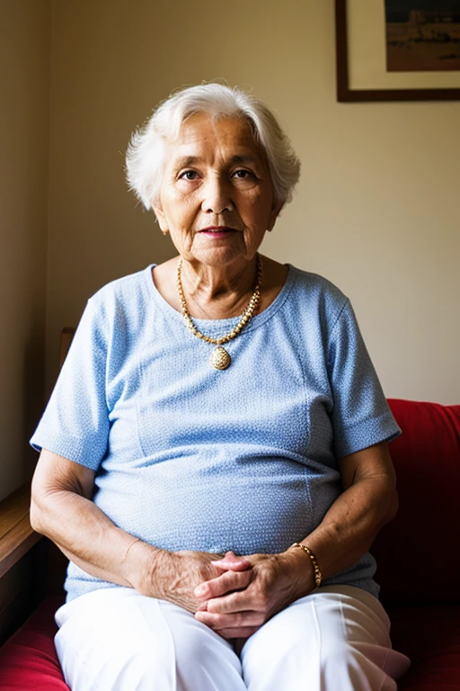 uma encantadora senhora de 90 anos.velha, envelhecida, pele enrrugada, sitting on a couch