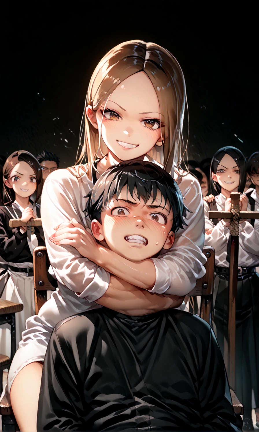 ((masterpiece, high quality, best quality)),
multiple girls, 1boy, glasses, hug, blonde hair, closed eyes, black hair, smile, twintails, long hair, 3girls, dress, open mouth, shirt, white dress, ribbon, puffy sleeves, blue hair, blurry, blurry background, black shirt, hair ribbon, happy, long sleeves, blush, short hair, family, collared shirt, hand on another's head,
<lora:ooyari-style_v1.0:1.0>