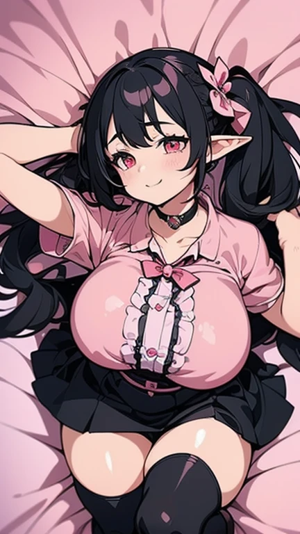 1 Girl,Masterpiece,Pink's Hair,Long hair,Black hair band,Cat ear,Devil Horns,Angel Halo,A cross on the forehead,Horns,Green eyes,Stick out your tongue,Brown skin,Slobber,blush,Seductive expression,Huge breasts,Sagging breasts,Huge breasts,Put your hands behind your head,pink,Expose,emaciated,A pair of angel wings behind,Pink triangle,Expose,Love heart printed on belly,Runes on the belly button,There is a pair of devil wings behind the buttocks,Devil's Tail,pink suspenders,Legs open,Stand on tiptoe,Barefoot,Whole body moisturized,whole body,Positive angle,The background is the church
