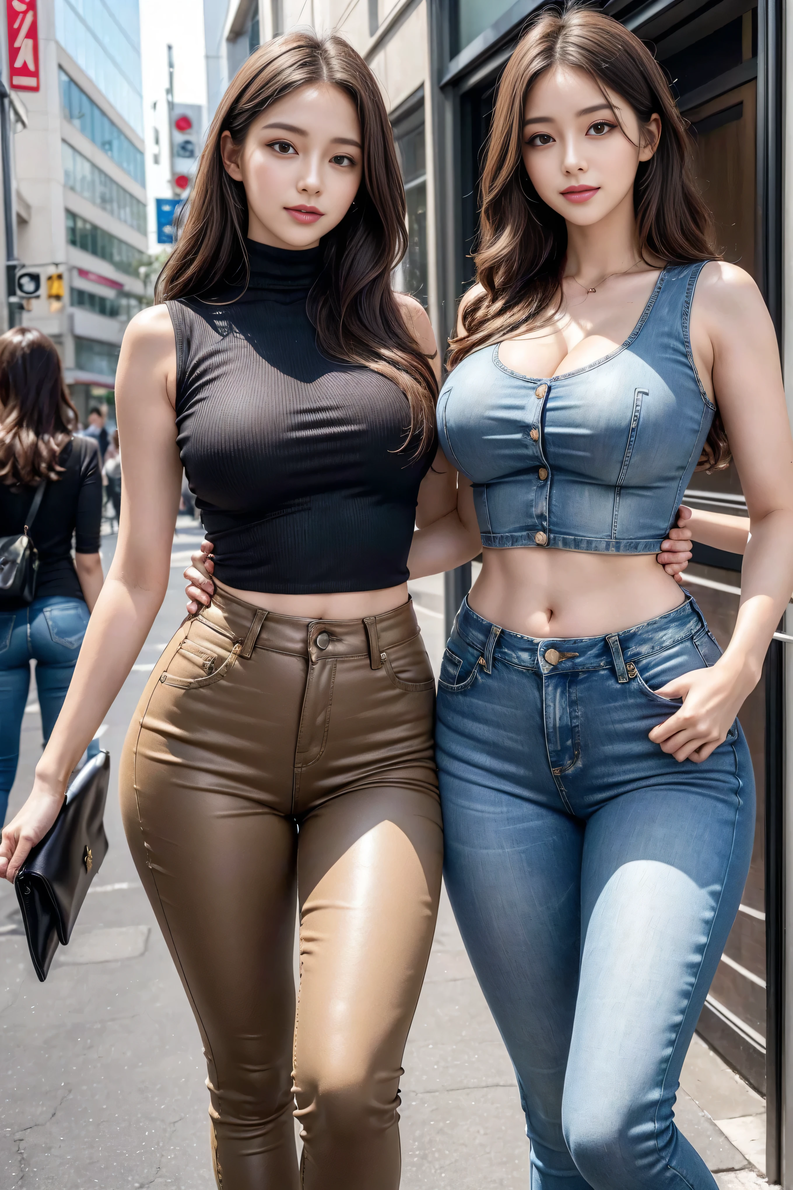 High ponytail jeans big breast --auto