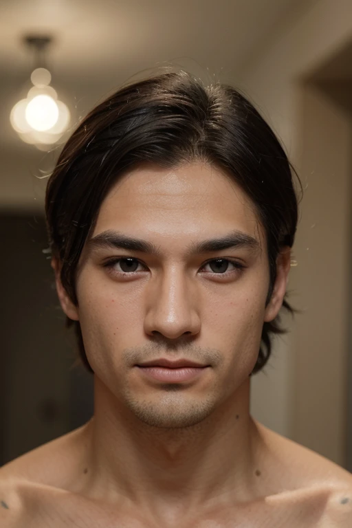 (best quality), (8k), (top quality), (real photo), (realistic photo), Korean mix Hispanic light skinnd male with curtain dark hairstyles. He looking at the screen with a stern face. Jawline define. He’s really handsome.
