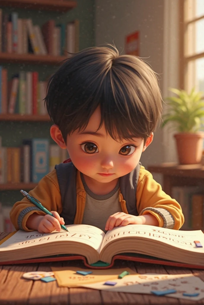 A child reading a book and in the book the following sentence is read: "1000 ways to insult maduro without electricity" disney style
