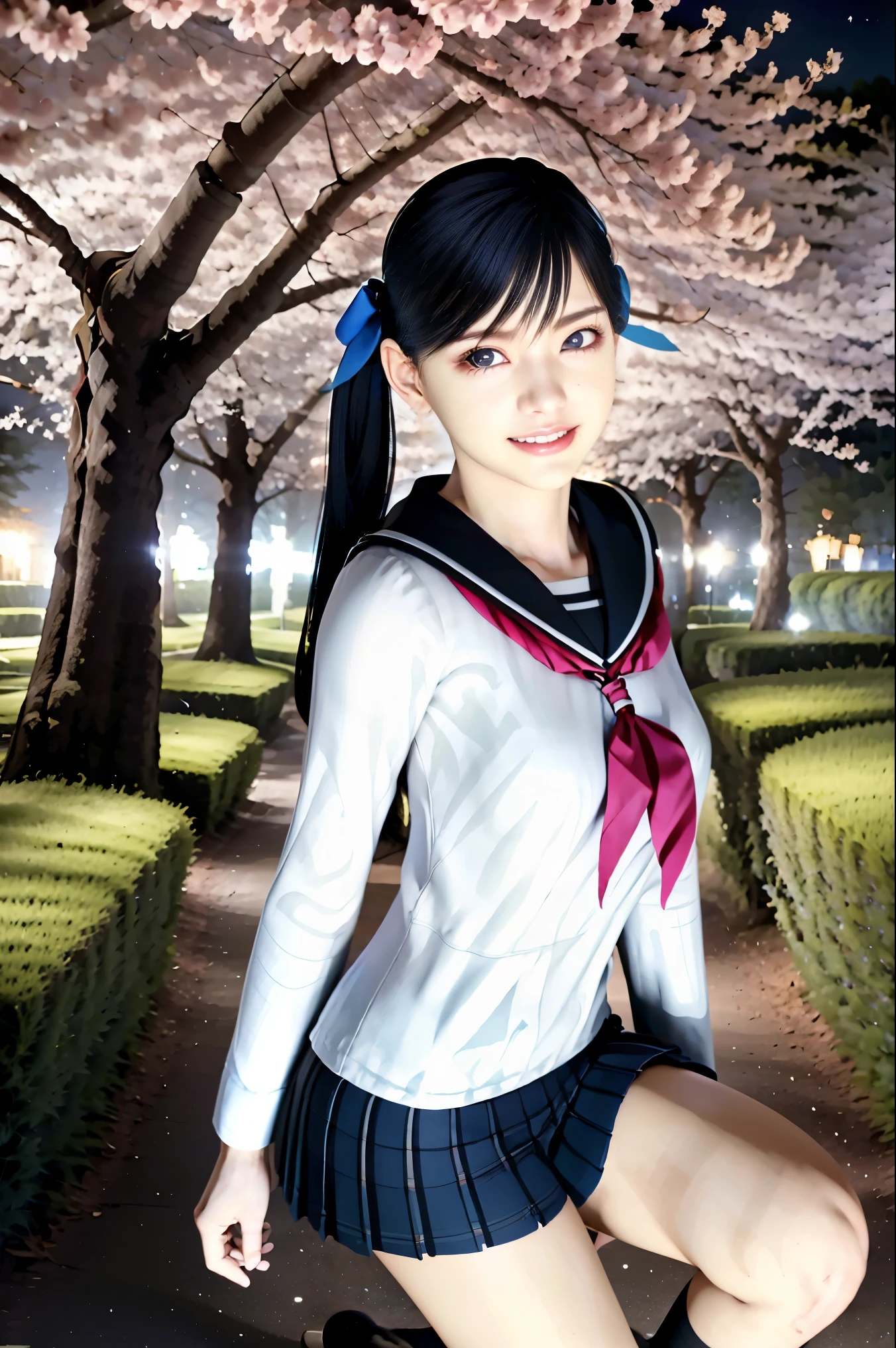(8k, Best Quality , masterpiece:1.2), ( realistic, photo- realistic:1.37), very detailed, Best Quality , Super fine, professional lighting , photon mapping , radiosity, teeth、、represents a spectacular natural lscape with physics-based rendering, cinematic lighting to st upright , Late night road, The depth of the letter frame , sitting on a chair and concentrating sharply ,SUNSHINE, good configuration,(Bokeh:1.2) one girl on her back, alone,(full body), ( 彼女teeth口を閉じた ), Beautiful Cute Eyes , pause, A slim waist from the video department, Japanese High School Girls , BLACK HAIR, holta bra, long hair ,sailor、black high socks、女子高校生のsailor服、happy smile、彼女teeth幸せ、