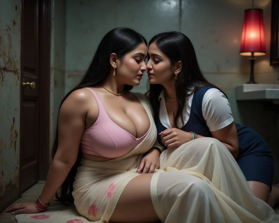 Pregnant Indian bride with lesbian partner photoshoot with big attributes romantic hot