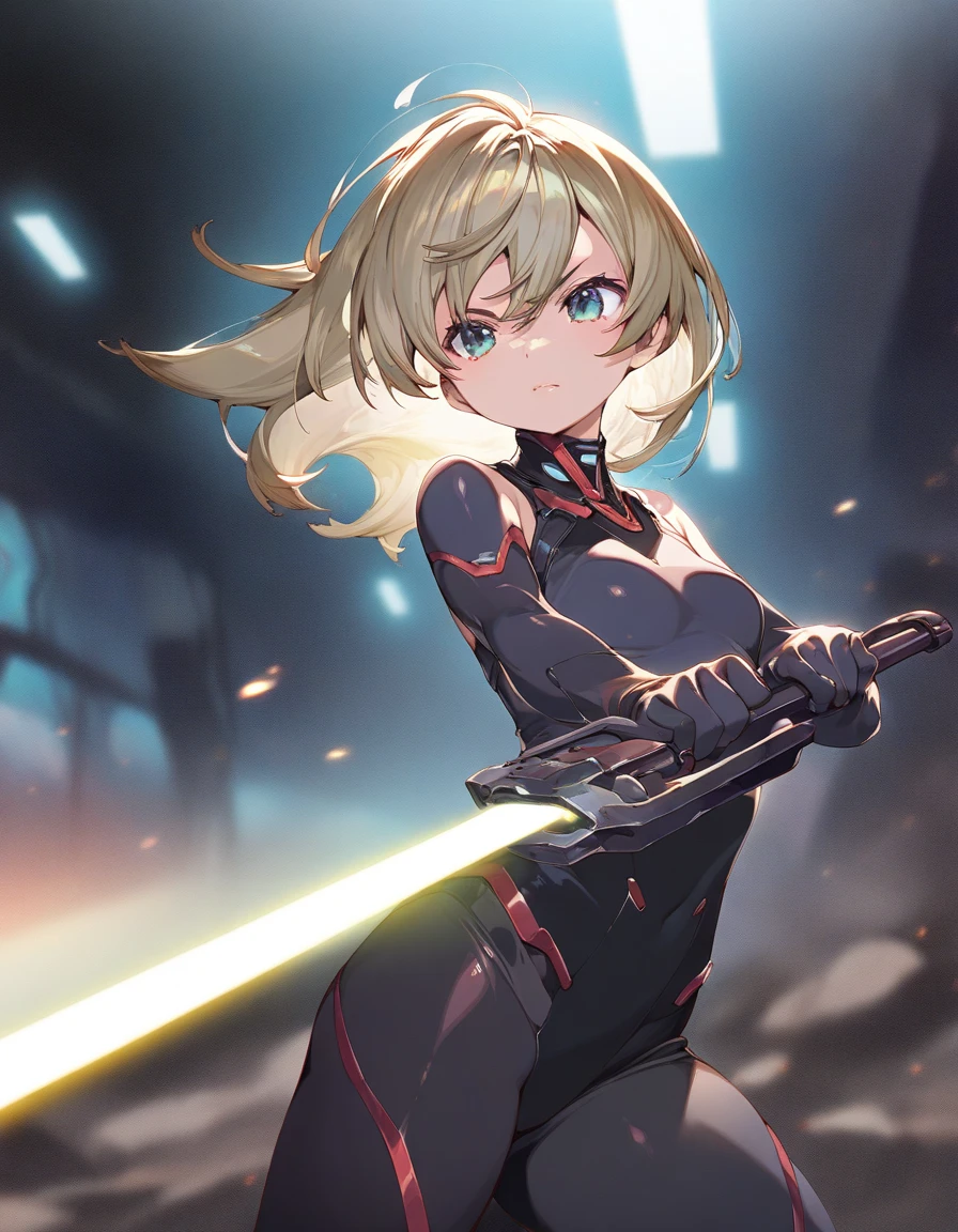 Absurd resolution, high resolution, (masterpiece: 1.4), super detailed, girl one, from above, futuristic, psychic, space, floating, blonde, petite, short hair, space-time, long boots