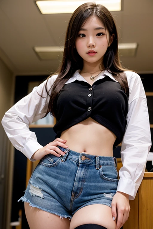 Highest quality、Ultra-high resolution、(Realistic)、18-year-old girl、((((Taking off your school uniform))))、((((I can see your nipples)))),Hyper Detail、Super Realistic、(Realistic)、More about beautiful skin、(masterpiece:1.0)、(Highest quality)、(Ultra-high resolution)、8K resolution、Canon EOS R5、135mm、Absurd、Very detailed、Sharp focus、Fine skin、(((Chirarizum、Small breasts)))