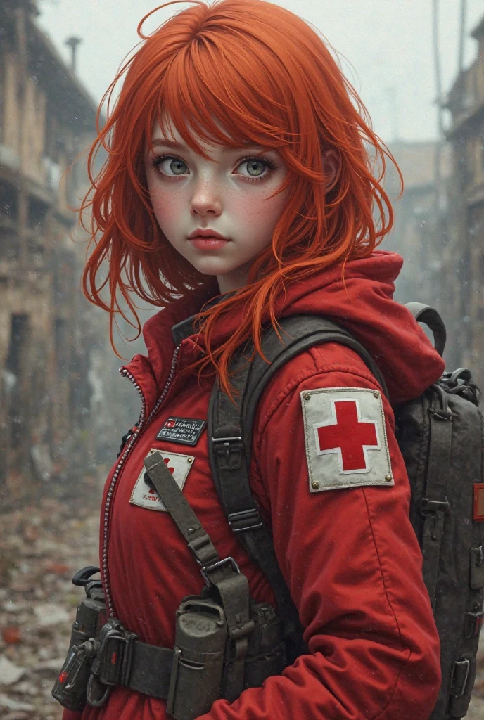 a red hat cyborg girl, ((((cinematic look)))), soothing tones, insane details, intricate details, hyperdetailed, exposure blend, hdr, freckles