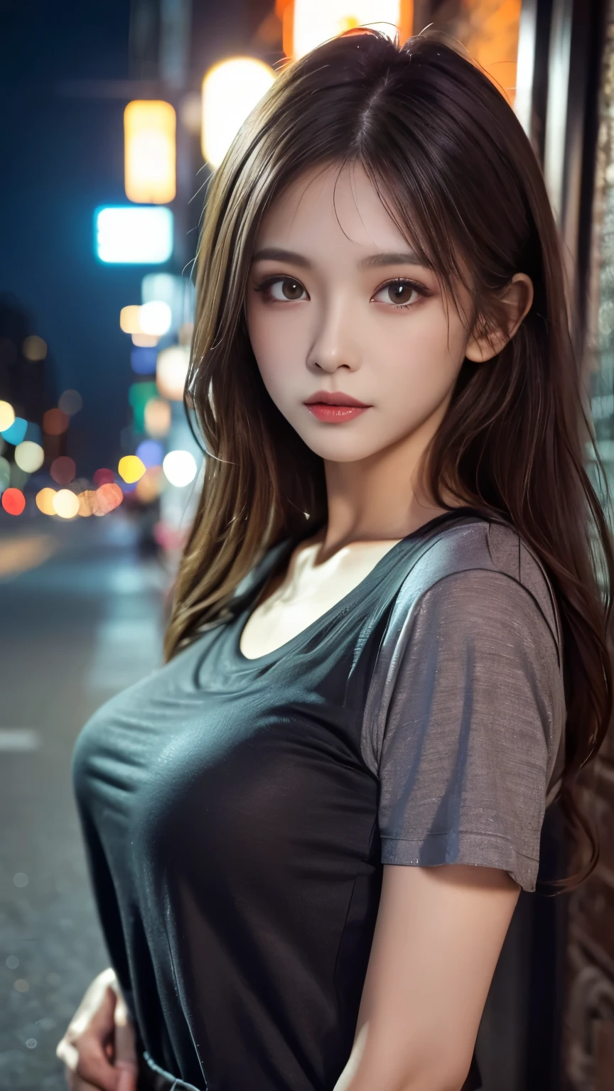 1个Giant Breast Girl, (looking at viewert:1.2), detailface, (A girl stands, Rendering on CGSociety, Black shades, Streaming, new york backdrop), 𝓡𝓸𝓶𝓪𝓷𝓽𝓲𝓬, Atmospheric, (RAW photogr, Best quality at best), (actual, Photorealistic:1.3), tmasterpiece, Extremely Delicately Beautiful, The very detailed,