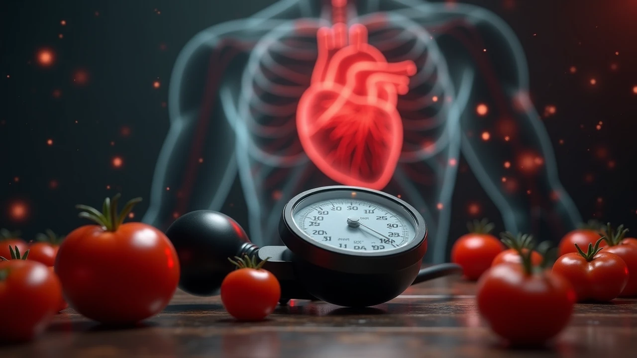 A visual representation of a healthy heart with a green checkmark and a blood pressure monitor showing normal levels.