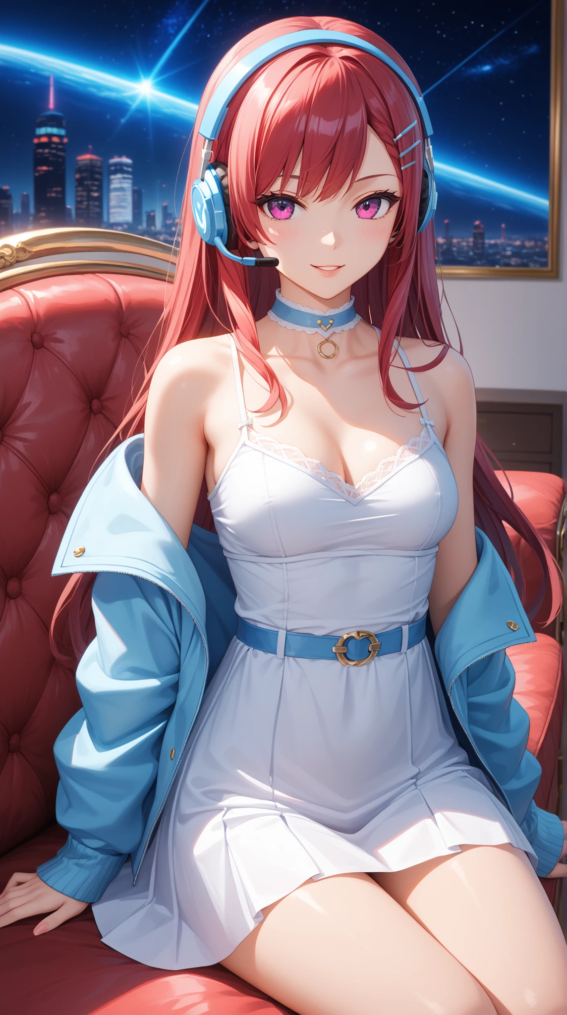 Masterpiece, Best Quality, 1 girl, Red hair, purple eyes, unclothed