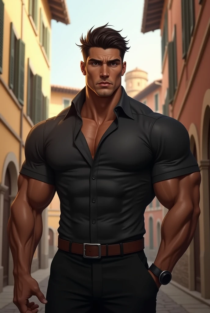 muscular man holding breast