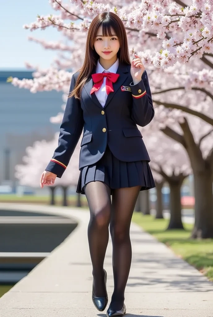<lora:GRB_School_Dress_By_Stable_Yogi:1>school uniform, green blazer, red skirt, thighhighs