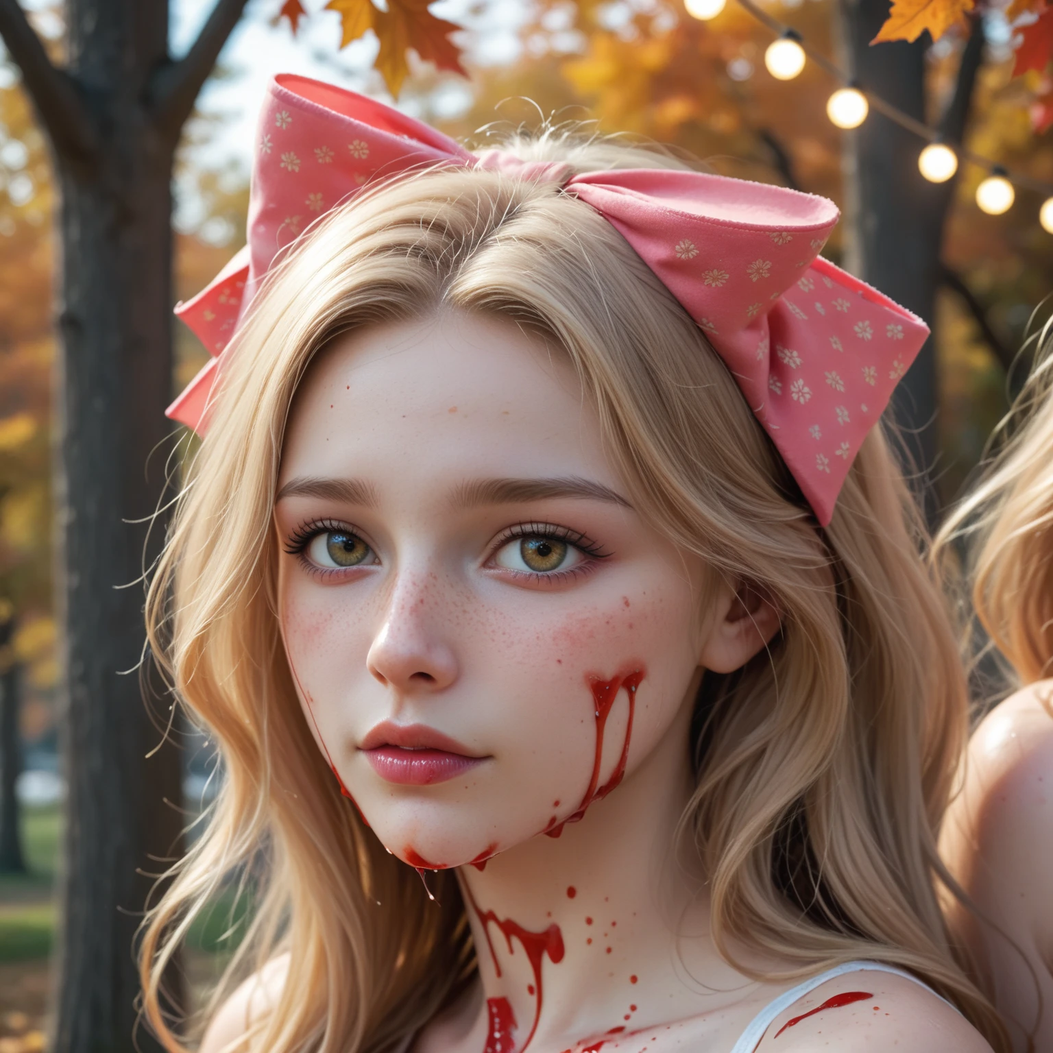 Harley quinn in blood soaked white satin dress