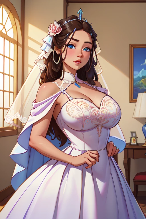 score_9, score_8_up, score_7_up, source_anime, 1boy, 1girl, high class mature female, mother and stepson , mature male, seductive smile, looking at viewer, The mother is on her knees, in front of stepson, stepson legs only visible  white luxury dress, from above, (focus on her face and tits), kneeing on flooron