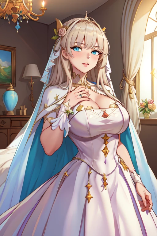 baseado no jogo Dungeon Siege 3, casamento de Catherine com Jeyne Kassynder, 2 mulheres se casando, ambas usam vestido de noiva sexy branco com grande decotes, obra-prima, melhor qualidade, 8k, Altas, dynamic picture, foco nas 2 noivas, prestes a serem defloradas, na sala real de um castelo