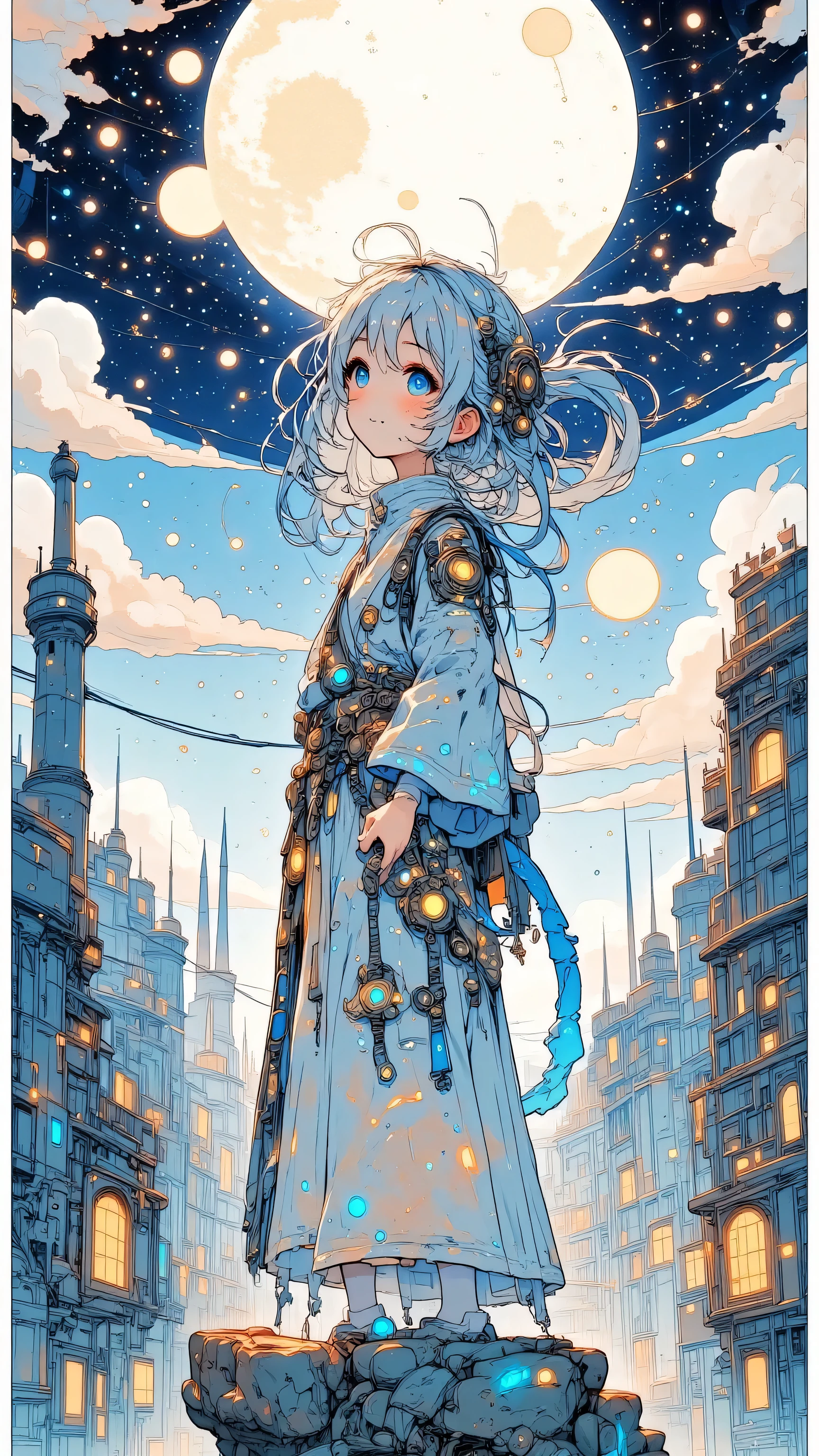 A young man who has been reincarnated into a fantasy world, standing under a mysterious sky with glowing runes and two moons. He wears modern clothes slightly fused with medieval fantasy armor, holding a magical artifact in one hand. His expression is a mix of confusion and wonder. His hair is slightly messy, eyes glowing faintly with unknown power. A sense of destiny surrounds him. Background shows ancient ruins and floating islands. anime-style, cinematic lighting, high detail, fantasy adventure vibe