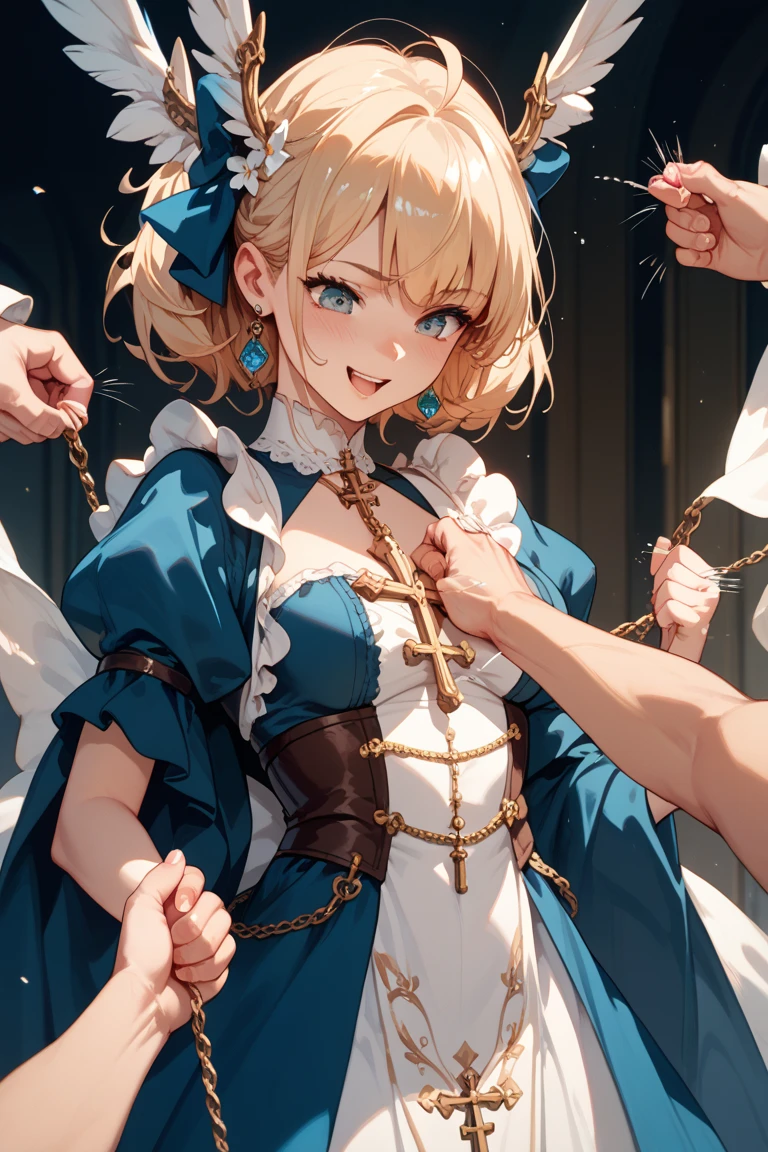 1girl,silver hair
BREAK (( 1girl,hat,latin cross,blonde hair, long hair,twintails,twin drills, blue eyes,bow,white dress,frilled skirt,detached sleeves,white pantyhose,book,belt,
 :1))
BREAK ((orgasm,:1.7))
BREAK indoors,
BREAK looking at viewer, 
BREAK (masterpiece:1.2), best quality, high resolution, unity 8k wallpaper, (illustration:0.8), (beautiful detailed eyes:1.6), extremely detailed face, perfect lighting, extremely detailed CG, (perfect hands, perfect anatomy),