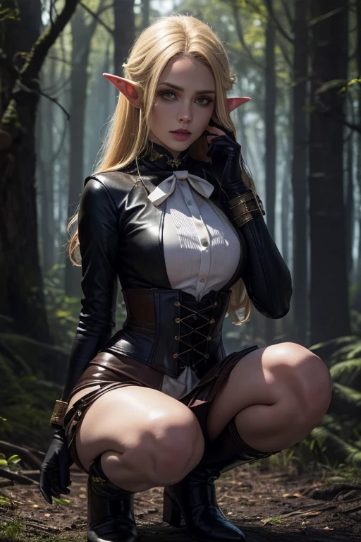 Darkness, 2 girls , full body picture, from behind, looking away, big round butt, blond hair, blond catgirl ears, catgirls, green eyes, godess, mistress, sitting ,posing, facing away from camera, looking away, one hand up, beautiful, detailed skin, anatomically accurate, hour glass figure, revealing clothing, jewelry, collar, thong, stockings, lace, halterneck, (transparent clothing), leather straps, tavern girl clothes, detailed hands, perfect quality, good quality, masterpiece, HDD, UHD, ((light smile:1.1)),lustful gaze, sweaty, holy light, halo, steamy atmosphere, girls undressing, mystical forest, by a river