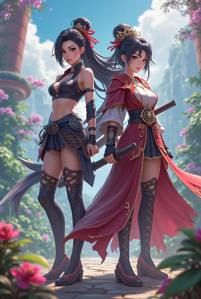 (Best Quality), Dark Fantasy, Big Sword, Magical Girl, Gothic, Twin Tails, Realistic, Ultra Detailed, High Definition, Anime, expose breasts